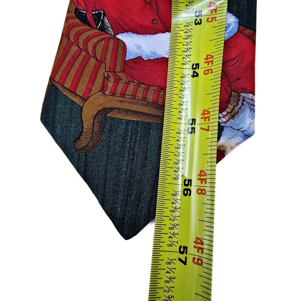 Hallmark Specialties Mens Santa‎ Claus Christmas Tie Green Holiday Graphic USA